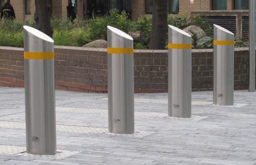 Some metal security bollards at the Marlowe Theatre