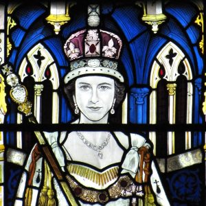 Stained glass window of HM Queen Elizabeth II